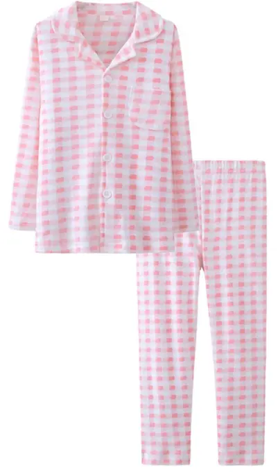 ASHERGAL children's two-piece pajama set in pink gingham