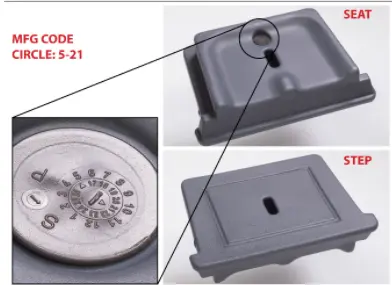 Manufacture code 5-2021 can be found on the removable seat/step