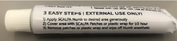 Recalled Scalpa Numb Maximum Strength Topical Anesthestic Cream – Side View