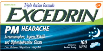 Recalled Excedrin PM Headache Caplets (50, 80, 100, 125, 200, 250 and 300-count)