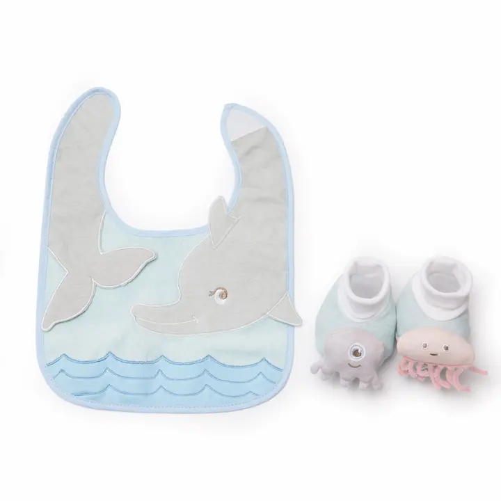 Sea creatures bib and bootie set