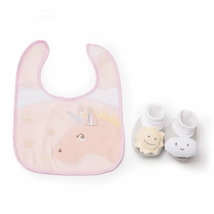 Unicorn bib and bootie set