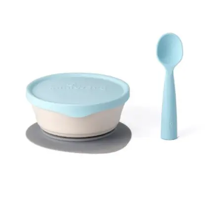 Recalled Miniware "First Bites" set with teething spoon in aqua