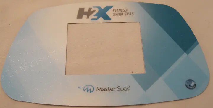 A Master Spas control panel cover showing the brand name "H2X"
