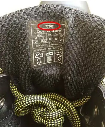 Style number on tongue label on the recalled ACE Republic work boots