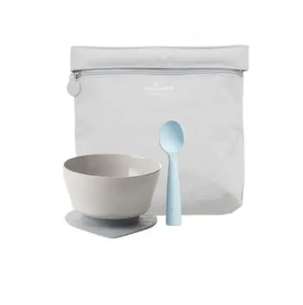 Recalled Miniware "First Bites" travel set with teething spoon in aqua