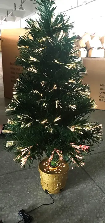 31 inch multi colored fiber optic indoor plug in Christmas tree