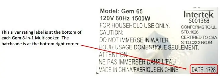 Photo from the official notice: Double Insight Recalls Multicookers Due to Fire Hazard; Sold Exclusively at Walmart