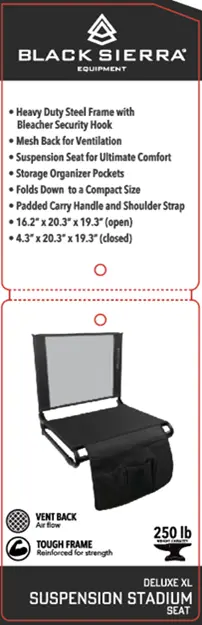 Recalled AMX Global Portable Folding Stadium Seats (packaging)