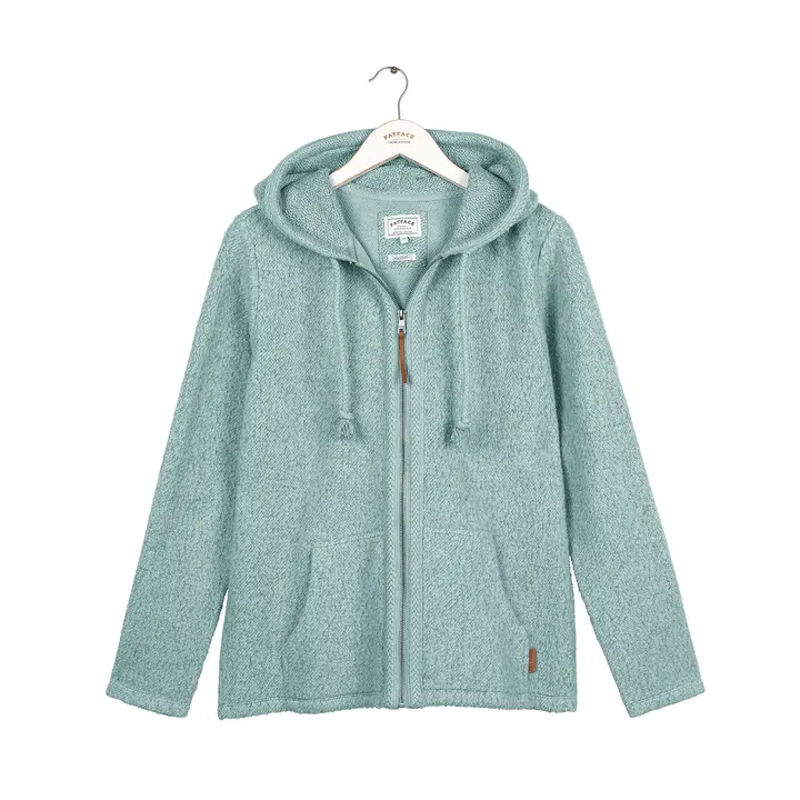 Yarmouth Textured Zip Through Sweater in Ocean Surf (918041)