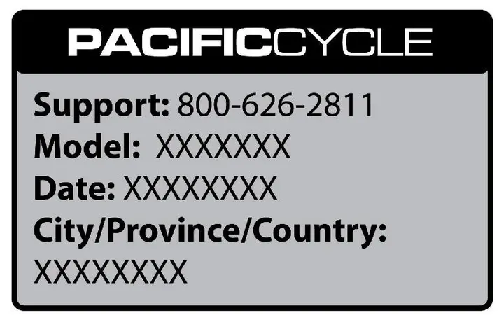 Recalled Ascend Minaret or Cabrillo Electric Bike service label