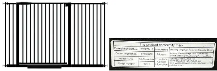 Recalled Walk-Through Gate; Sold on Amazon.com as "45.86-53.74" Baby Gate"
