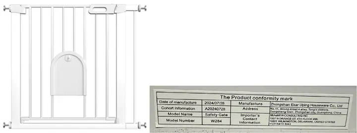 Recalled Auto Close Safety Gate; Sold on Amazon.com as "32"-35" Wide Baby Gate with Door"