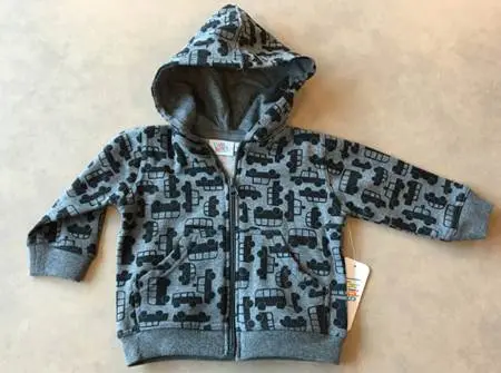 Bus print zipper hooded sweatshirt