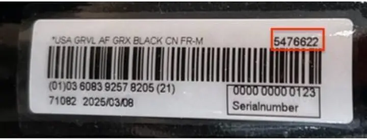 Barcode Sticker with model name and Van Rysel Product ID located on the frame near the bottom bracket