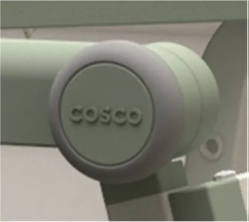 Cosco logo molded onto handle of the recalled Cosco 2-step kitchen stepper