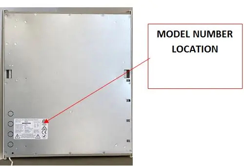 Envi high-efficiency electric panel heaters with model number location