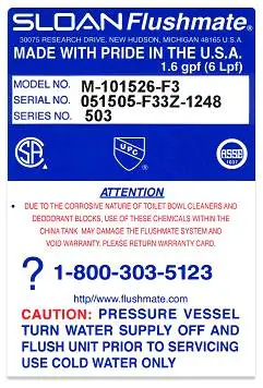 Flushmate III Label