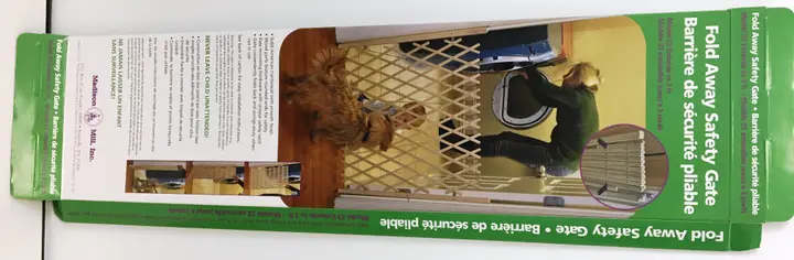 Recalled Madison Mill Foldaway Gate Packaging