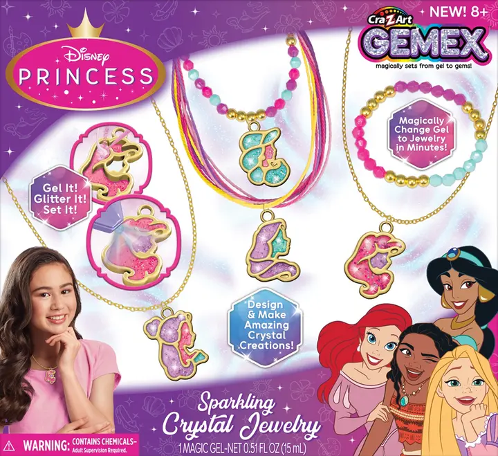 Recalled Disney Princess Gemex Sparkling Crystal Necklaces (UPC 884920365834)