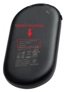 Model number "UT3053" is printed on the underside of the recalled Gobi Heat rechargeable hand warmer