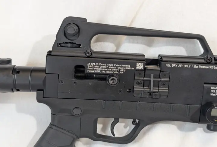 Recalled Hatsan Blitz 777 Air Rifle showing location of serial number and manufacture date