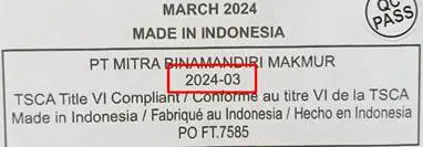 Recalled Kentfield Dresser (production date label)