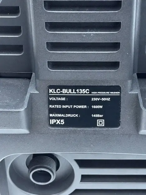 Product label on recalled LANCHEZ electric pressure washer