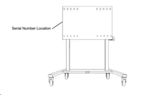 Location of serial number, model number and SMART logo on the back of the recalled mobile stand