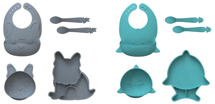 Recalled Melii Baby 5-Piece Silicone Feeding Set (Dog and Shark) – spoons only