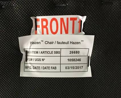 Tag (underside of seat)