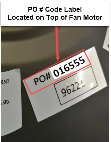 Model number and product order number location