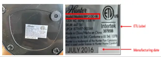 Model number location