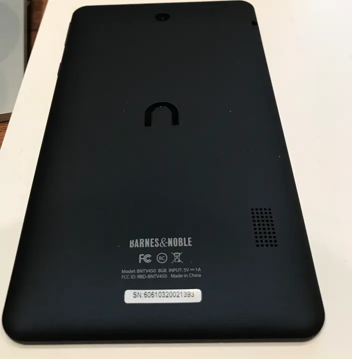 NOOK Tablet 7" Back with Serial Number