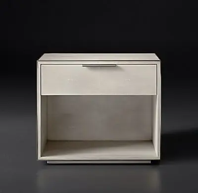 Smythson Shagreen open nightstand in dove and pewter