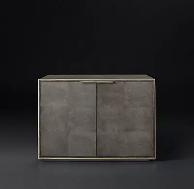 Smythson Shagreen two-door sideboard in smoke and steel