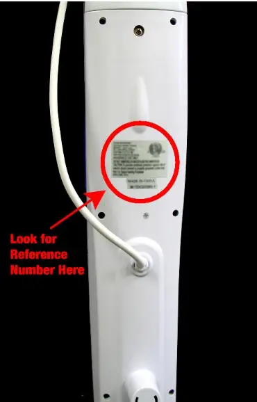 Picture of Recalled Steam Cleaner showing location of reference number