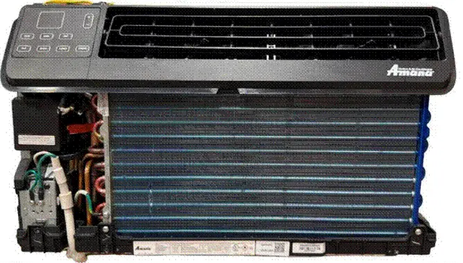 Location of label with model and serial number on the front bottom of the base pan