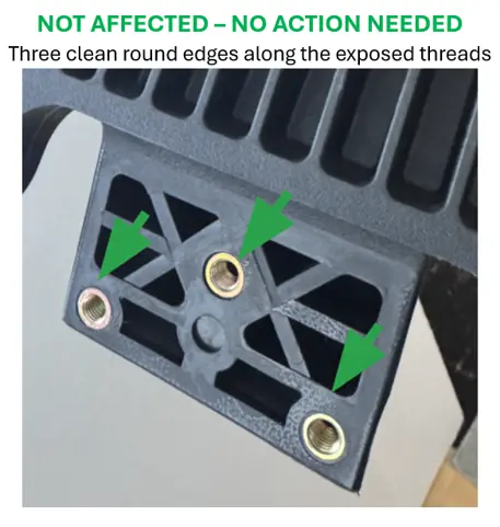 Chairs with correctly manufactured backrest anchors; not included in recall