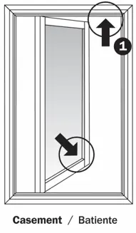 Location of the label - upper right corner (circle 1) and "AW" and "Andersen" - lower right corner of the window