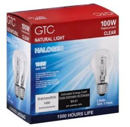 Photo from the official notice: H-E-B Recalls Halogen Lightbulbs Due to Laceration and Fire Hazards