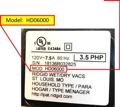 Model number location