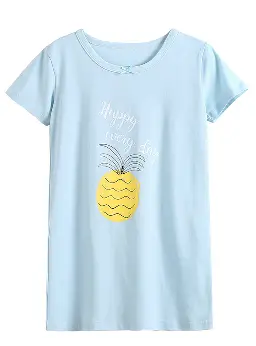 Recalled Booph children's nightgown - short sleeves, blue with pineapple