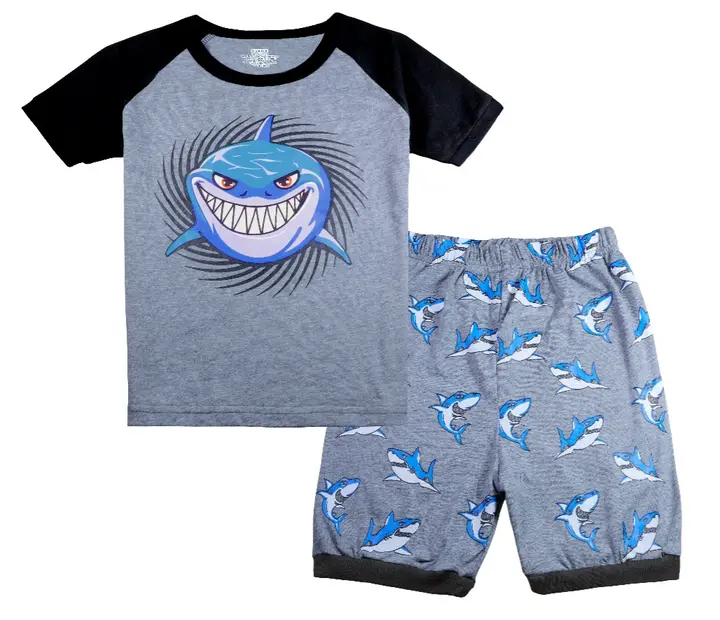 Recalled Tkala Fashion children's pajamas - short sleeves, grey shark print