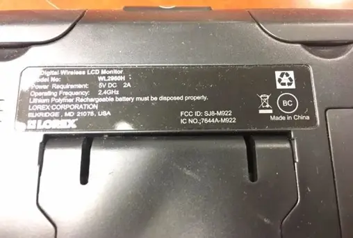 Photo from the official notice: Lorex Recalls Three Models of Video Monitors Due to Burn Hazard