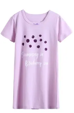 Recalled Booph children's nightgown - short sleeves, purple with blueberries