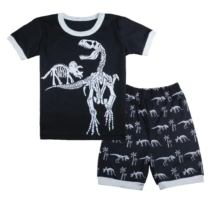 Recalled Tkala Fashion children's pajamas - short sleeves, black and white dinosaur print