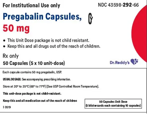 Recalled Dr. Reddy's Pregabalin Capsules 50 mg