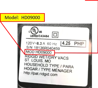 Model number location