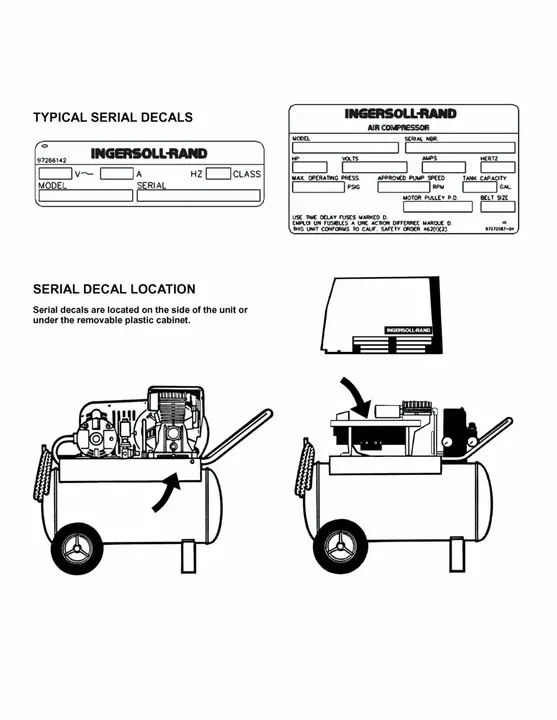 Portable Air Compressor Decals